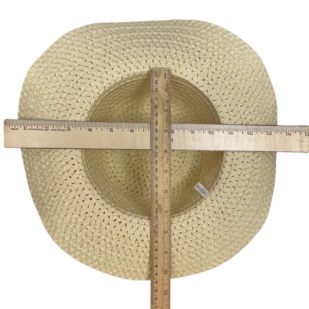 Straw Sun Beach Hat with Wide Brim Boho Chic Pink Coral Ribbon Bow Women OS - Picture 8 of 16